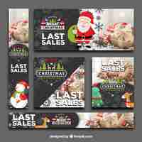 Gratis vector leuk pakket kerstverkoop banners