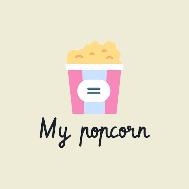 Gratis vector leuk plat mijn popcorn-logo