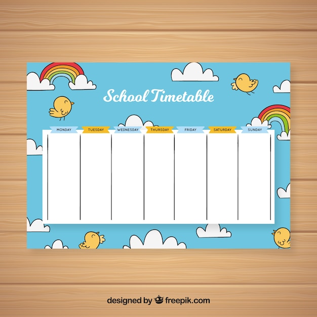 Gratis vector leuk schoolrooster