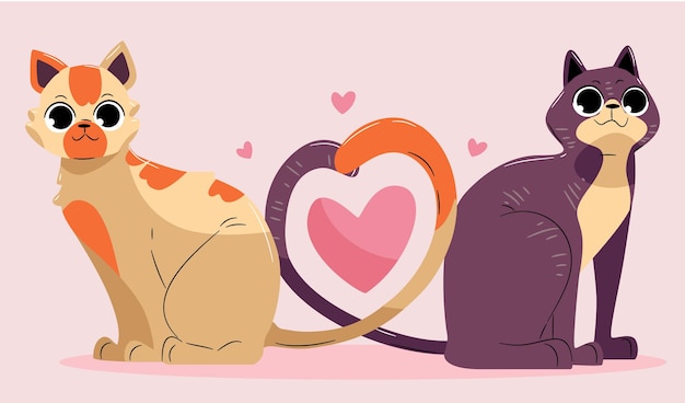 Leuk valentijnsdag dierlijk paar met katten