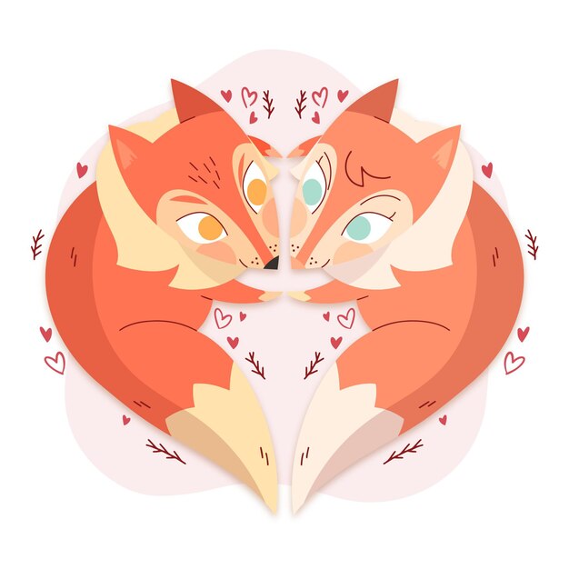 Gratis vector leuk valentijnsdag dierlijk paar