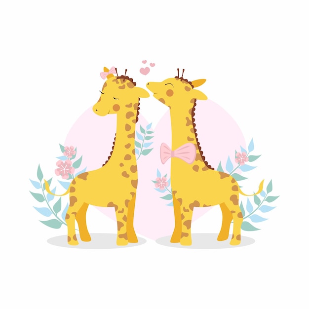 Gratis vector leuk valentijnsdag giraffe paar