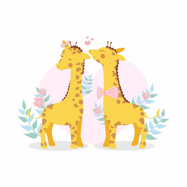Gratis Vector leuk valentijnsdag giraffe paar