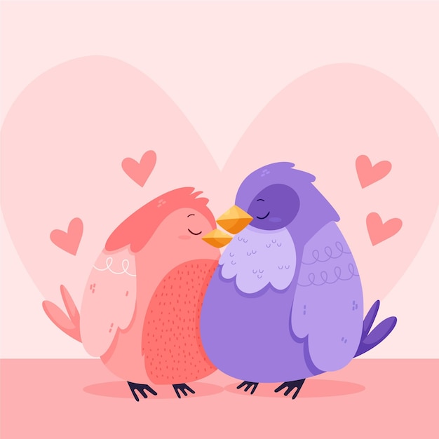 Gratis vector leuk valentijnsdag vogelpaar