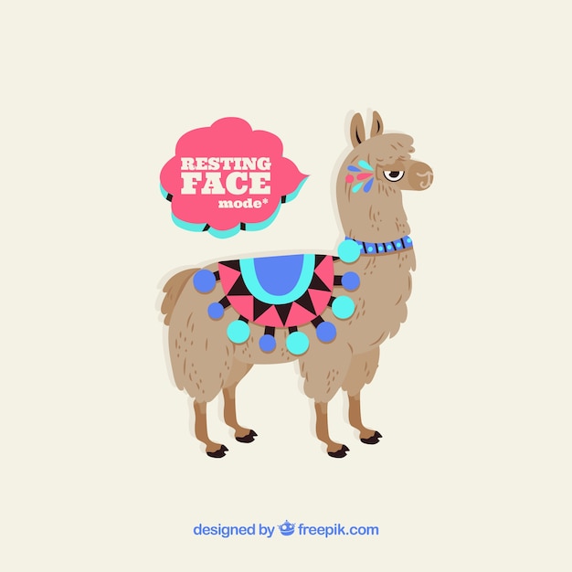 Gratis vector leuke alpaca achtergrond met citaat