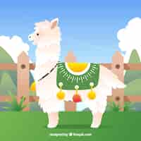 Gratis vector leuke alpaca in de natuur