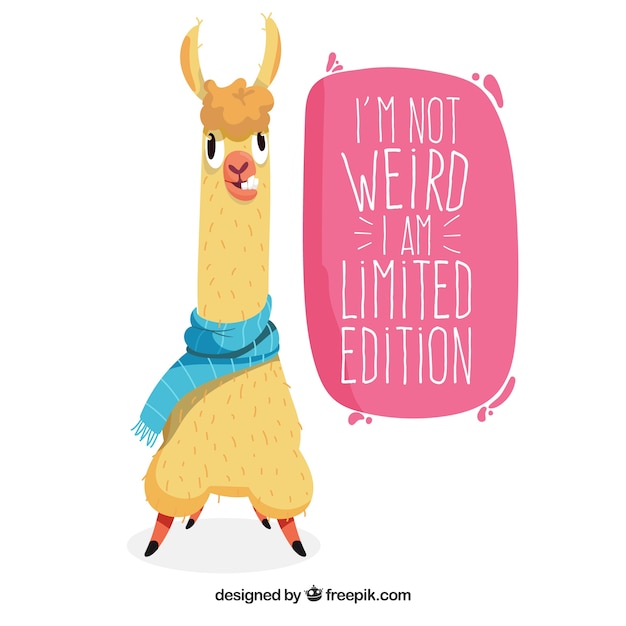 Gratis vector leuke alpaca met citaat