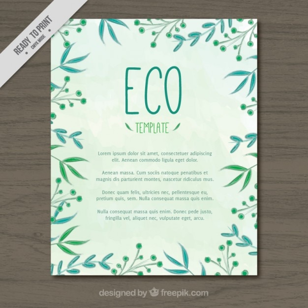 Gratis vector leuke aquarel hand getekende bladeren ecologische flyer