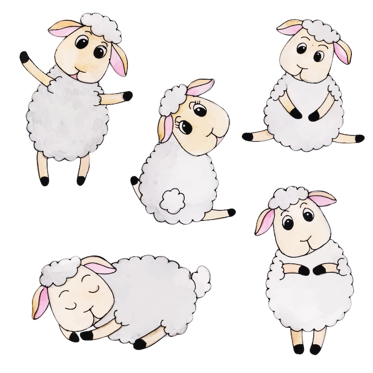 Gratis Vector leuke aquarel herfst schapen collectie