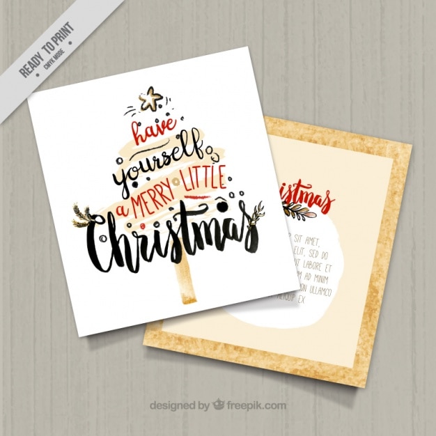 Gratis vector leuke aquarel kerstkaart