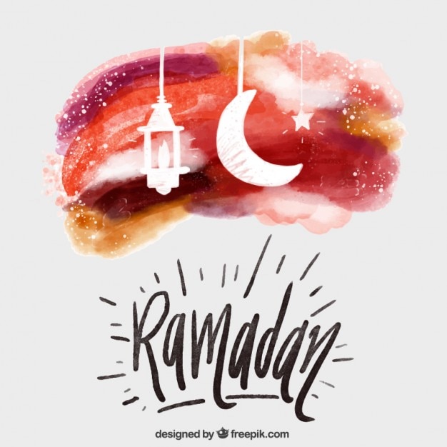 Leuke aquarel ramadan kaart met ornamenten