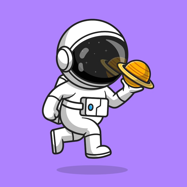 Gratis Vector leuke astronaut bedrijf planeet cartoon vector pictogram illustratie. wetenschap technologie pictogram concept geïsoleerd premium vector. platte cartoonstijl
