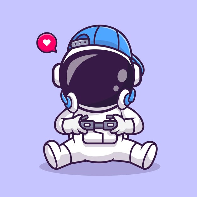 Leuke Astronaut Gaming Cartoon Vector Icon Illustratie. Wetenschap technologie pictogram Concept geïsoleerd
