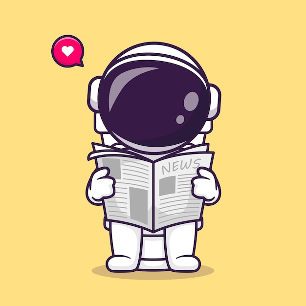 Leuke astronaut krant lezen op toilet cartoon vector icon illustratie wetenschap technologie icon