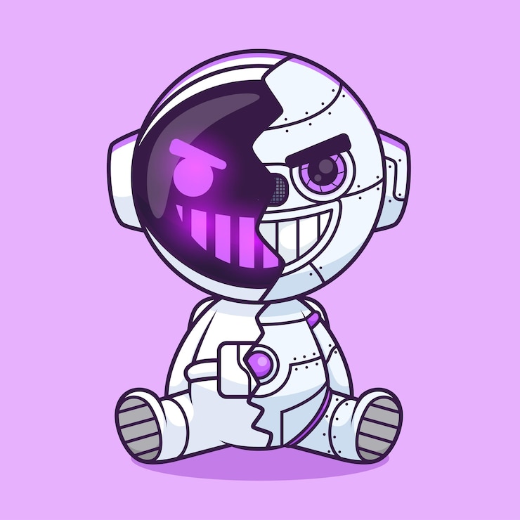Gratis Vector leuke astronaut robot cyborg cartoon vector icoon illustratie wetenschap technologie geïsoleerde platte vector