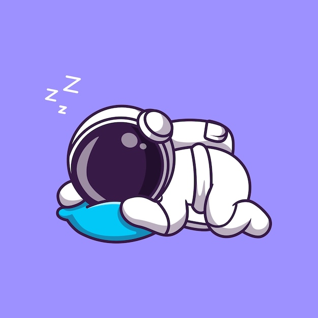 Gratis vector leuke astronaut slapen op kussen illustratie