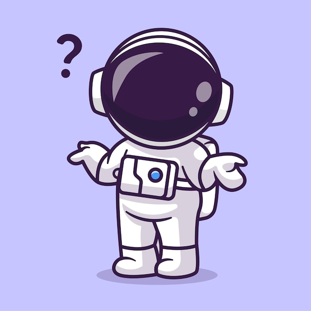 Gratis vector leuke astronaut verwarren cartoon vector pictogram illustratie wetenschap technologie pictogram concept geïsoleerd