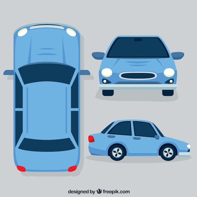 Gratis vector leuke auto in verschillende uitzichten