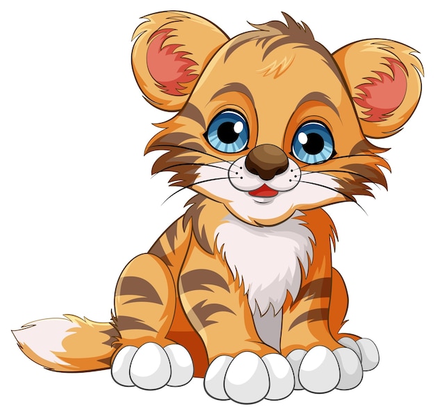 Gratis vector leuke baby tijger cartoon personage