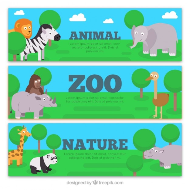 Gratis vector leuke banners van dierentuin