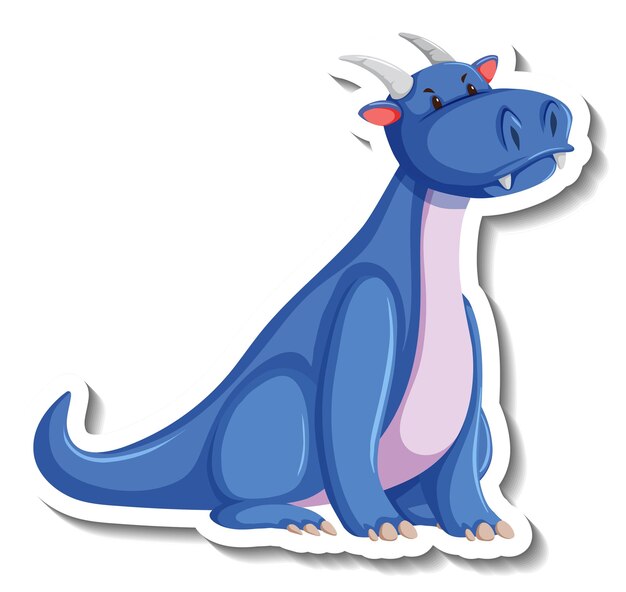 Leuke blauwe draak stripfiguur sticker