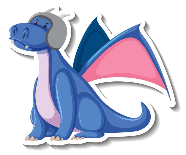 Leuke blauwe draak stripfiguur sticker