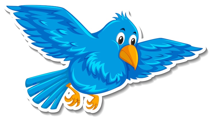 Gratis Vector leuke blauwe vogel dieren cartoon sticker