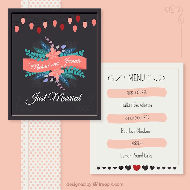 Gratis vector leuke bloemen huwelijk menu