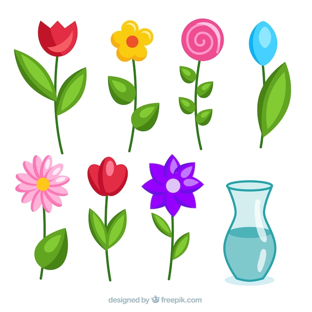 Gratis vector leuke bloemen set