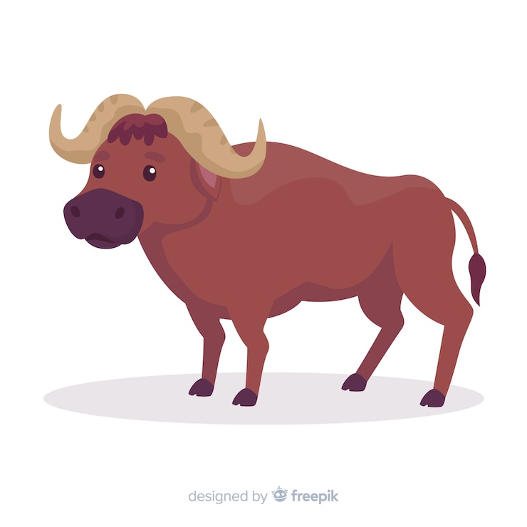 Gratis Vector leuke buffalo baby cartoon