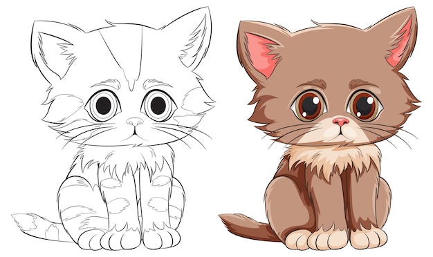 Gratis vector leuke cartoon kittens naast elkaar