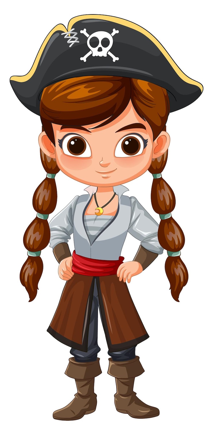 Gratis Vector leuke cartoon pirate girl vector illustratie