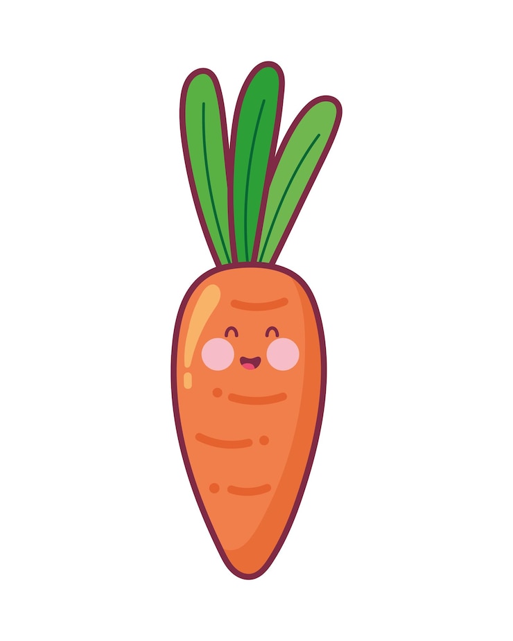 Gratis Vector leuke cartoon wortel kawaii