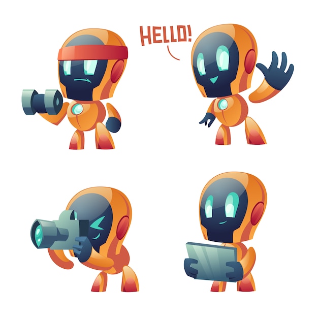 Gratis vector leuke chat bot cartoon, gespreksrobot