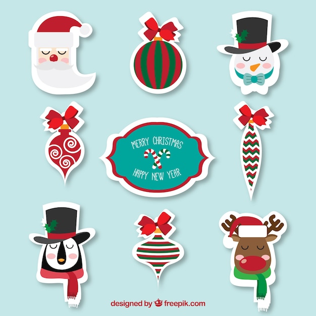 Gratis vector leuke collectie van kerst labels