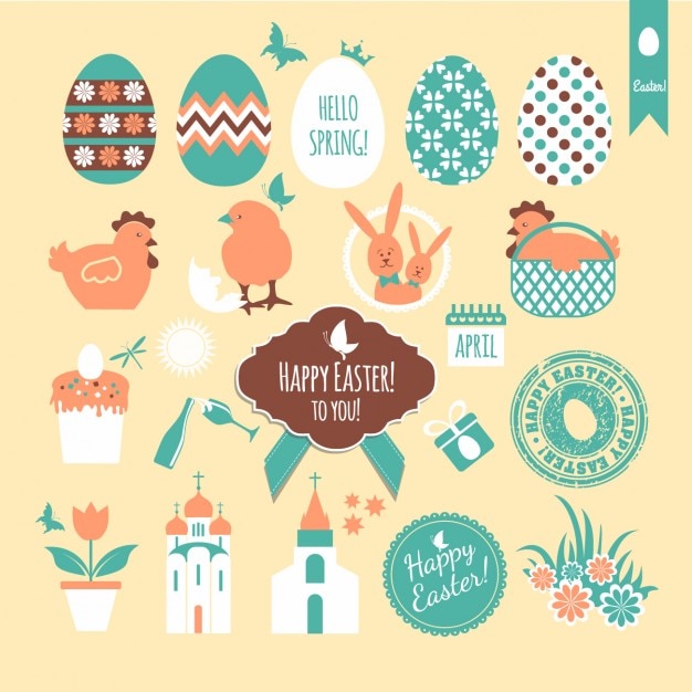 Gratis vector leuke collectie van pasen badges