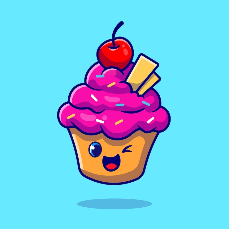 Gratis Vector leuke cup cake cartoon