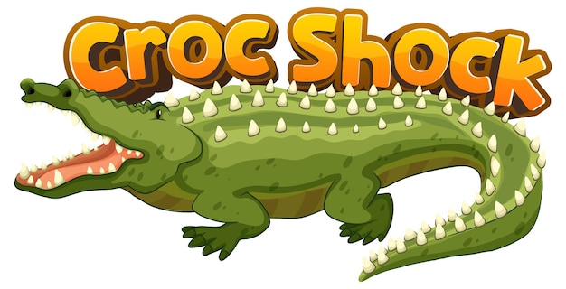 Gratis vector leuke dieren grappige krokodil shock met cartoon krokodil