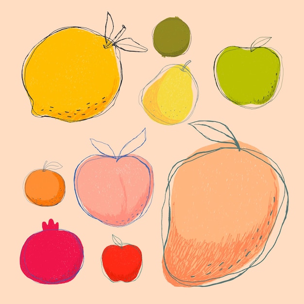 Leuke doodle kunst fruitcollectie