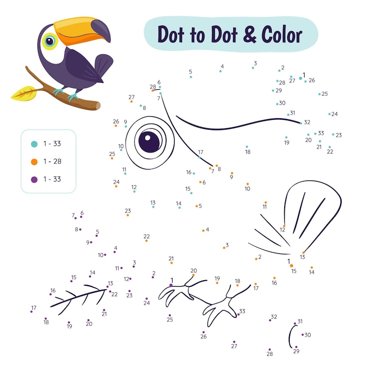 Gratis Vector leuke dot-to-dot game met illustraties