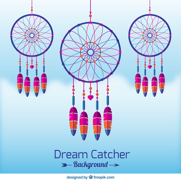 Gratis vector leuke dreamcatchers in flat ontwerp achtergrond