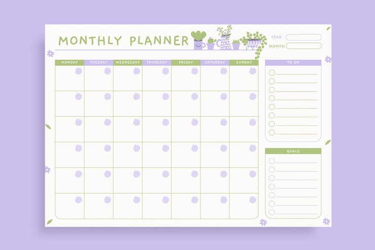 Gratis Vector leuke duotone planten maandplanner