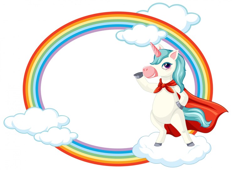 Gratis Vector leuke eenhoorn op de hemel