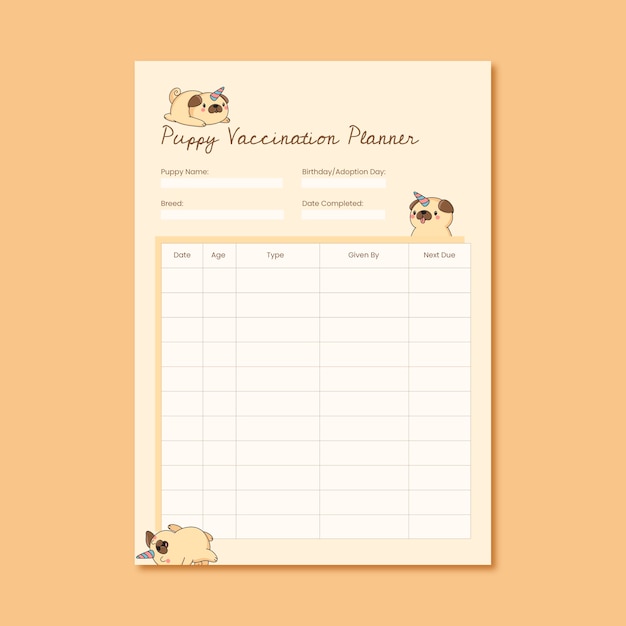 Leuke eenvoudige vaccinatieplanner voor puppy's