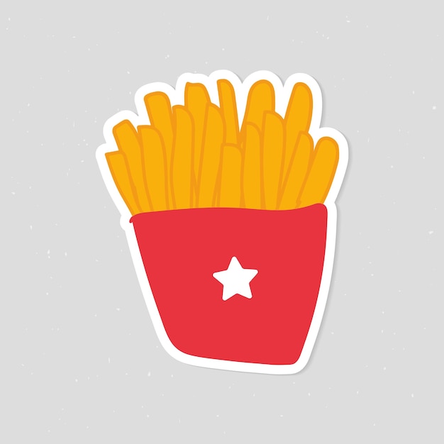 Gratis vector leuke friet doodle sticker met een witte rand vector