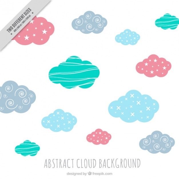 Gratis vector leuke gekleurde wolken achtergrond met abstracte vormen