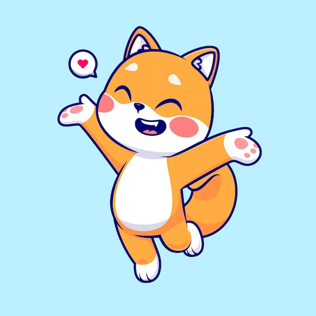 Gratis vector leuke gelukkige shiba inu hond cartoon vector pictogram illustratie dier natuur pictogram concept geïsoleerd plat