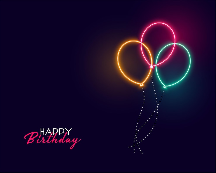 Gratis Vector leuke gelukkige verjaardag neon ballonnen