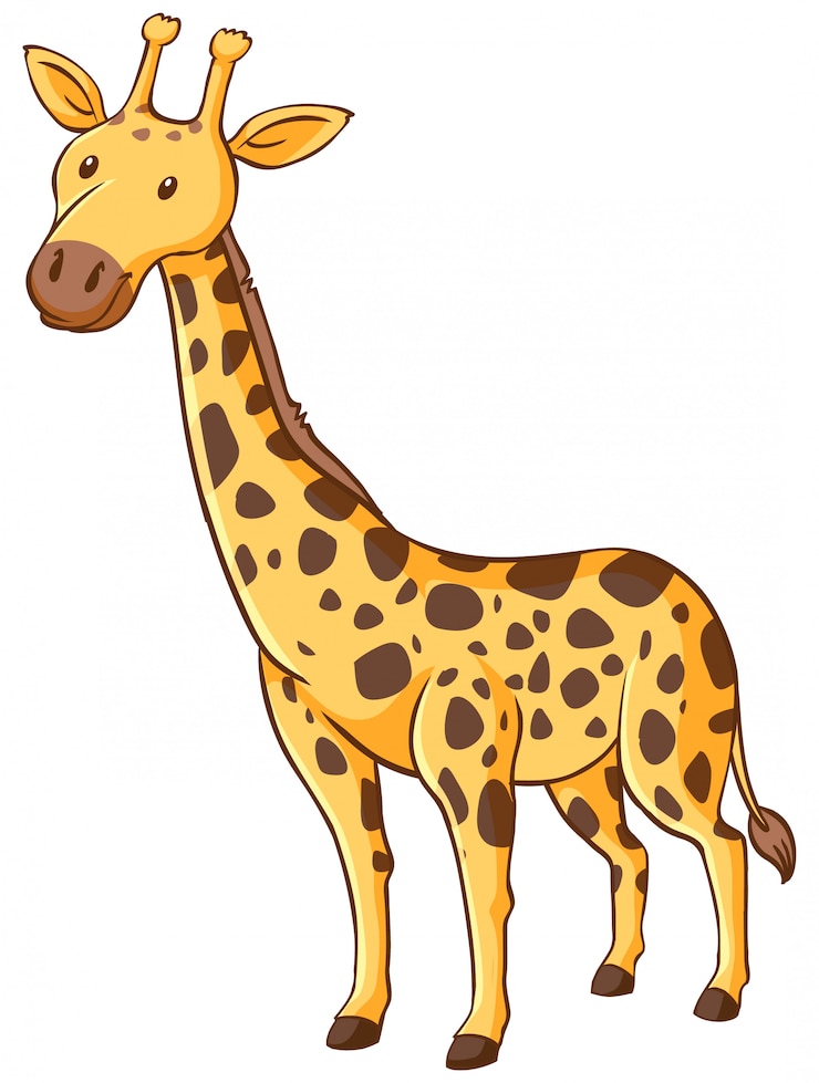 Gratis Vector leuke giraf die zich op witte achtergrond bevindt
