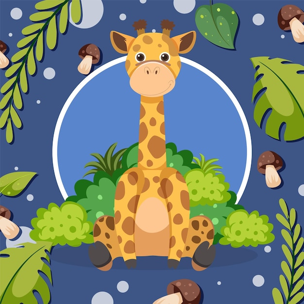 Leuke giraf in platte cartoonstijl